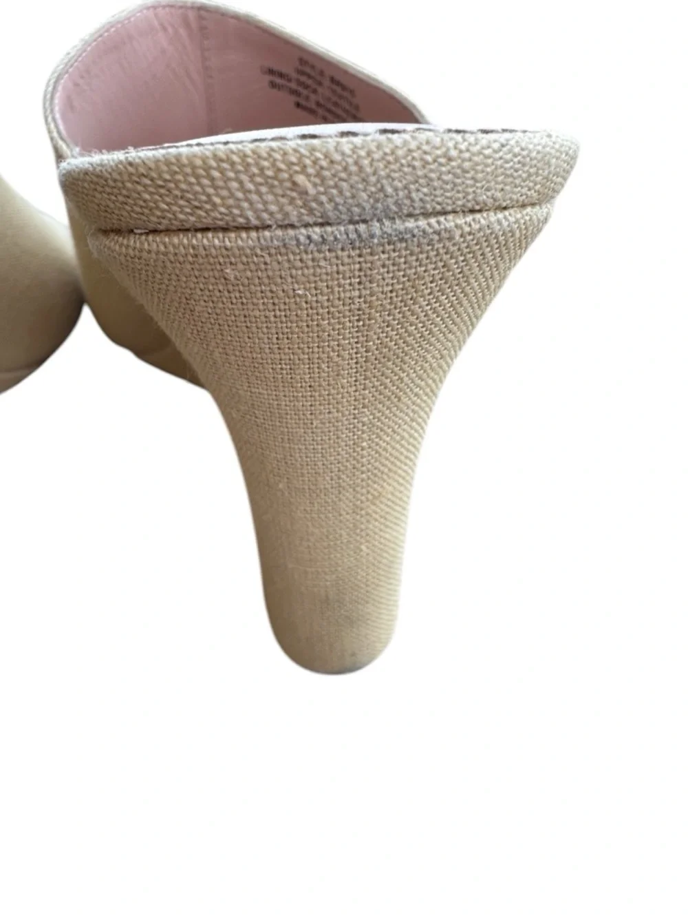 J.Crew‎ Beige Linen Wedge Mule Sandals Size 8 Minimal Coastal